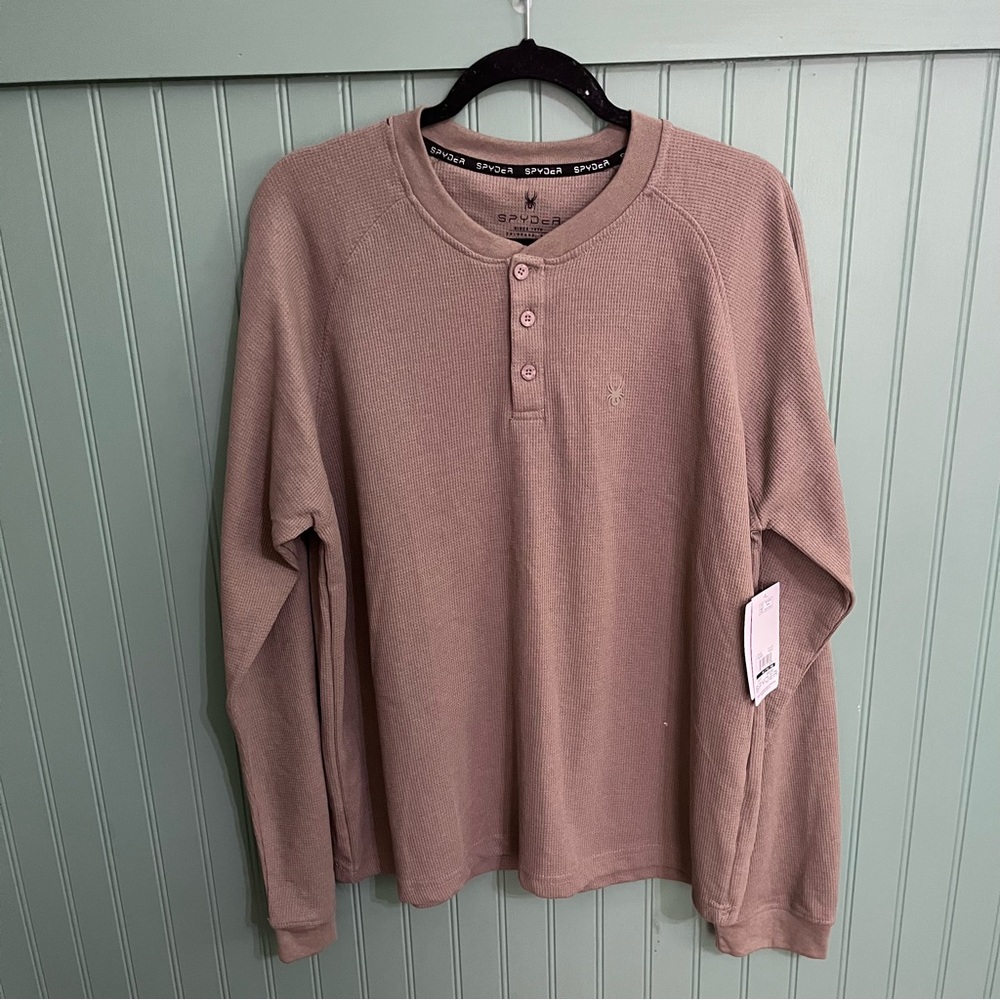 Spyder Mens Timber Long Sleeve Henley Shirt Waffle Size XL NWT SMK202